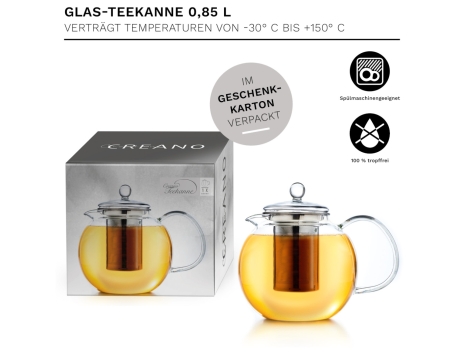Creano Glas Teekanne - Schnabel - 850ml