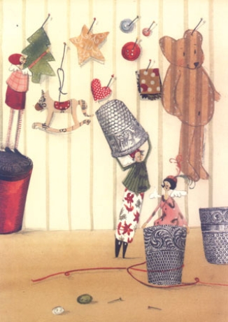 Silke Leffler - Weihnachtsdoppelkarte "Fingerhut"