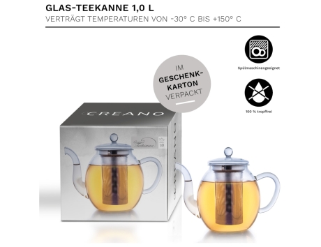 Creano Glas Teekanne - hoch - 1000ml
