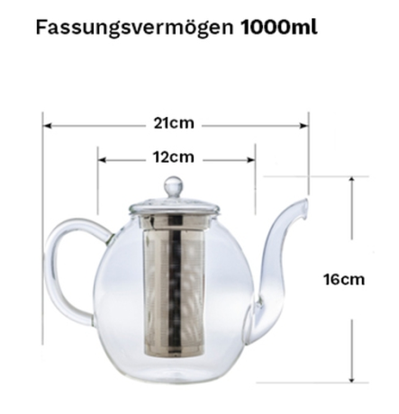 Creano Glas Teekanne - hoch - 1000ml
