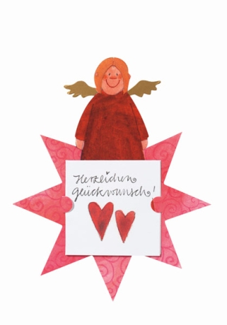 Himmlische Schwestern - Geschenkaufkleber Karte  "Herzlichen Glückwunsch!"