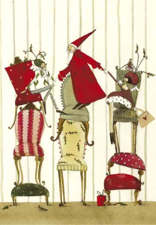 Silke Leffler - Weihnachtsdoppelkarte "Stühle"