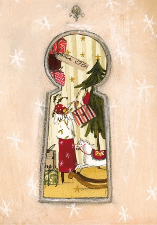 Silke Leffler - Weihnachtsdoppelkarte "Schlüsselloch"