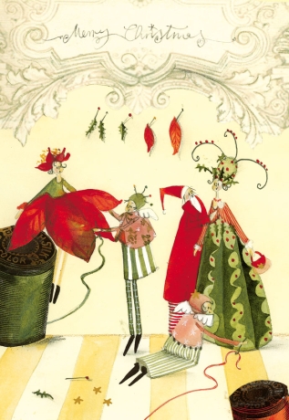 Silke Leffler - Weihnachtsdoppelkarte "Weihnachtsschneiderei"