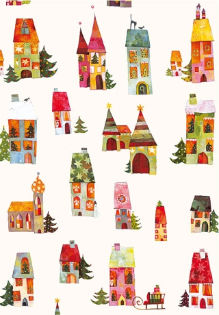 Aurélie Blanz - Weihnachtsdoppelkarte "Häuser"