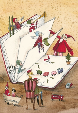 Silke Leffler - Weihnachtsdoppelkarte "Weihnachtsbuch"