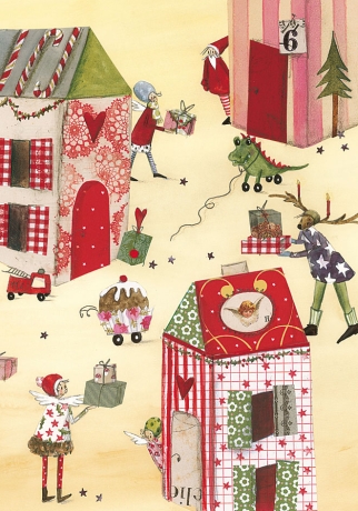 Silke Leffler - Weihnachtsdoppelkarte "Bescherung"