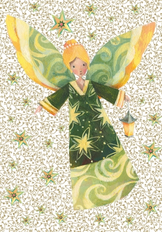 Aurélie Blanz - Weihnachtsdoppelkarte "Engel in grün"