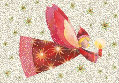 Aurélie Blanz - Weihnachtsdoppelkarte "Engel in rot"