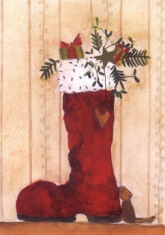 Silke Leffler - Weihnachtsdoppelkarte "Stiefel"