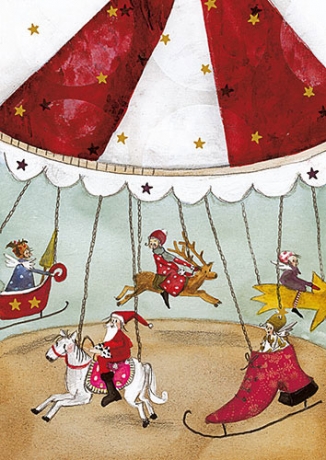 Silke Leffler - Weihnachtsdoppelkarte "Weihnachtskarussell"