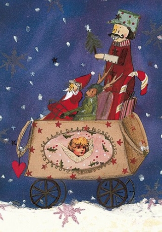 Silke Leffler - Weihnachtsdoppelkarte "Engelstasche"