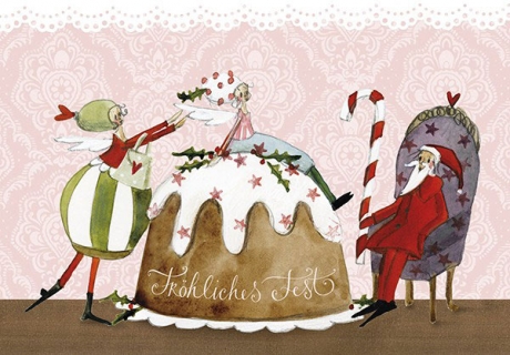 Silke Leffler - Weihnachtsdoppelkarte "Weihnachtskuchen"