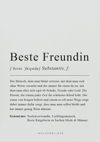 Wolkenbilder Postkarte „BESTE FREUNDIN DEFINITION“