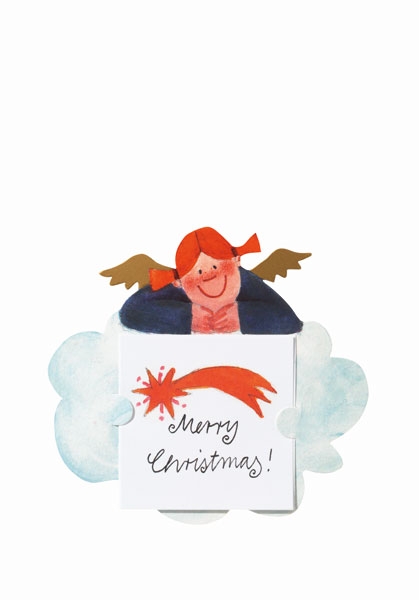 Himmlische Schwestern - Geschenkaufkleber Karte  "Merry Christmas!"