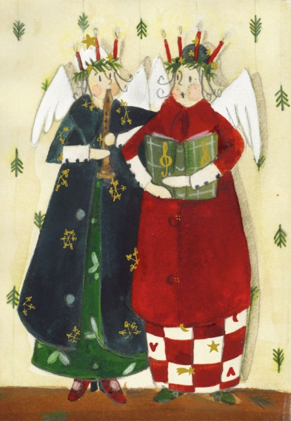 Silke Leffler - Weihnachtsdoppelkarte "Engels Chor"