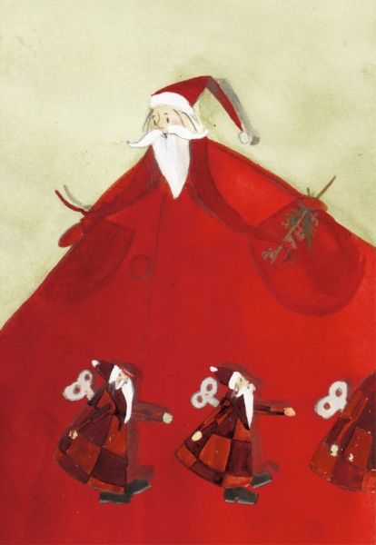 Silke Leffler - Weihnachtsdoppelkarte "Weihnachtsmann"