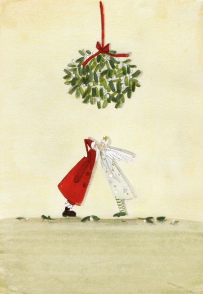 Silke Leffler - Weihnachtsdoppelkarte "Mistelzweig"