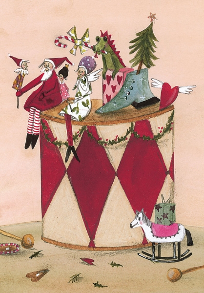 Silke Leffler - Weihnachtsdoppelkarte "Weihnachtstrommel"