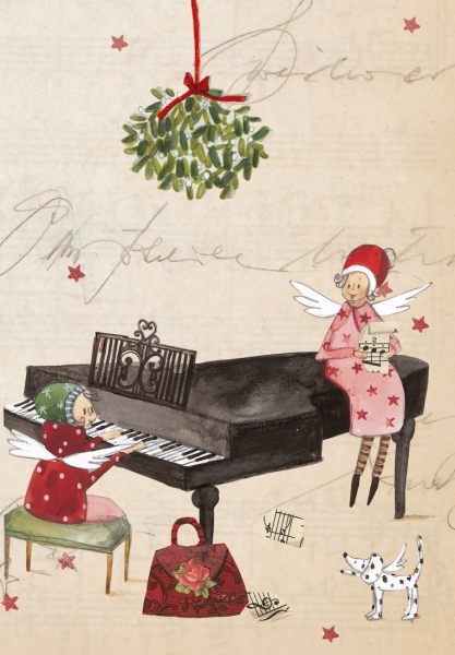 Silke Leffler - Weihnachtsdoppelkarte "Klavierflügel"