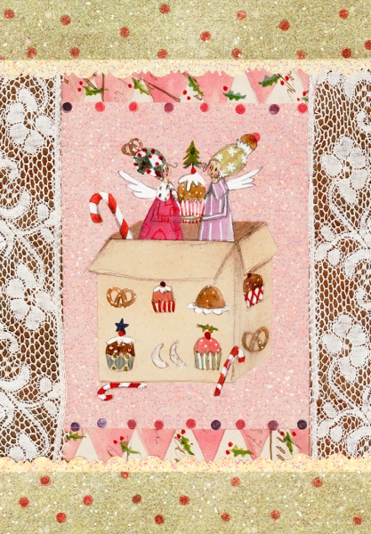 Silke Leffler - Weihnachtsdoppelkarte  mit Glitzer ""Cupcakes"