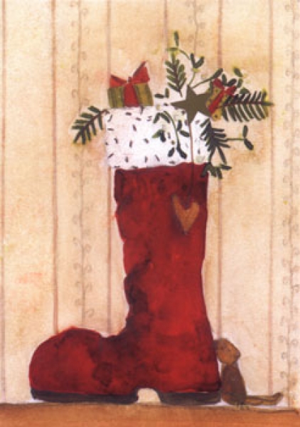 Silke Leffler - Weihnachtsdoppelkarte "Stiefel"
