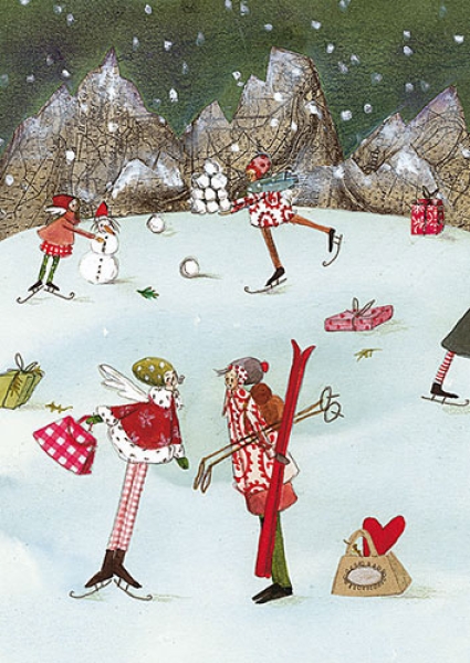 Silke Leffler - Weihnachtsdoppelkarte "Winterspaß"