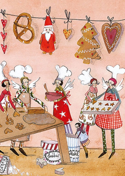 Silke Leffler - Weihnachtsdoppelkarte "Weihnachtsbäckerei"