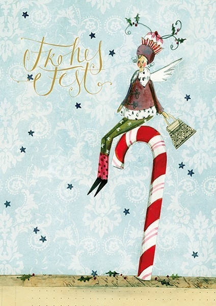 Silke Leffler - Weihnachtsdoppelkarte  mit Glitzer "Frohes Fest"