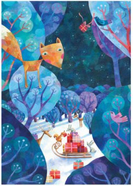 Aurélie Blanz - Weihnachtsdoppelkarte "Tiere im Winterwald"