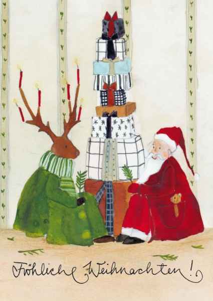 Silke Leffler - Weihnachtsdoppelkarte "Am Weihnachtsbaume"
