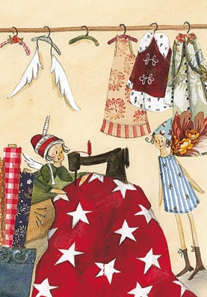 Silke Leffler - Weihnachtsdoppelkarte "Weihnachtsschneiderei"