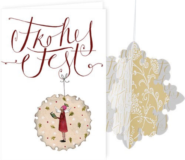 Silke Leffler Doppelkarte mit Weihnachts - Schmuckanhänger