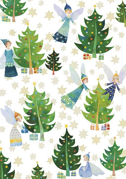 Aurélie Blanz - Weihnachtsdoppelkarte "Tannenbäume"