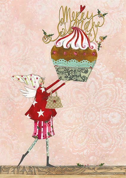 Silke Leffler - Weihnachtsdoppelkarte  mit Glitzer ""Cupcake"
