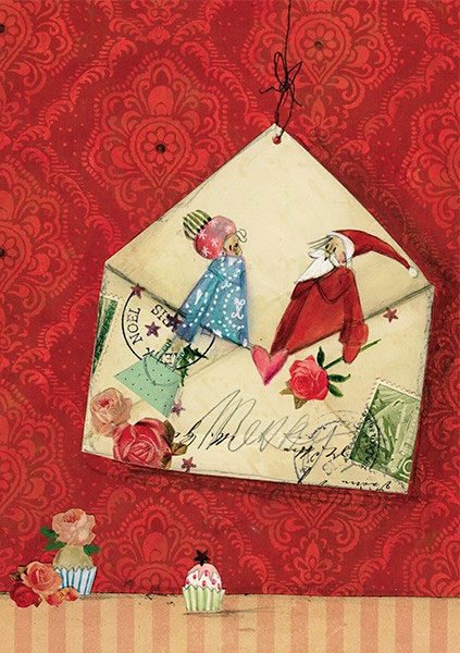 Silke Leffler - Weihnachtsdoppelkarte  mit Glitzer ""Weihnachtspost"