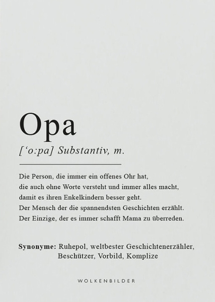 Wolkenbilder Postkarte „OPA DEFINITION“